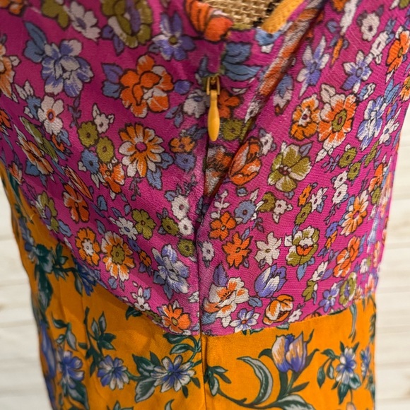 Anthropologie women's orange multicolor floral hanky-hem midi dress sz 14 - Picture 16 of 16